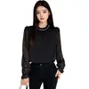 Camiseta Básica Redonda con Perlas Estilo Francés Otoño 2026 para Mujer con Puños Fruncidos, Top de Manga Larga Ajustado