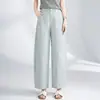 Pantalones Cropped de Pierna Ancha de Cintura Alta Estilo Minimalista para Mujer, Verano Ajuste Holgado, Adelgazantes, Forma de Pera, Pantalones Casuales de Algodón, Delgados