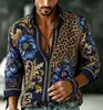 Camisa Masculina Retro Barroca Europeia e Americana de Manga Longa Estampa de Rosa Dourado Rolado Camisa Personalizada da Moda Dropshipping