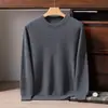 Suéter 100% cachemira pura para hombre, jersey de cuello en V, color liso, nueva camisa base de punto casual de negocios para otoño e invierno de manga larga