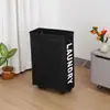 Cesta de Ropa Sucia, Cesta para Guardar Esterilla de Yoga, Cesta de Lavandería Plegable de Tela con Ruedas, Cesta de Lavandería Estrecha con Cordón
