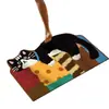 Tapete de chão de diatomita estilo cartoon retrô para entrada de banheiro, antiderrapante, absorvente de água, resistente ao desgaste, fácil de manter, tapete de banheiro para uso doméstico