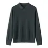 Camisa Polo 100% Lyocell Tencel para Hombre, Estilo Otoño e Invierno, Cuello Camisero, Manga Corta, Top de Punto Versátil Business Casual