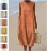 2025 Ropa de Mujer Transfronteriza Sitio Independiente de Comercio Exterior Amazon Aliexpress Vestido Casual de Color Sólido Otoño Se Puede Estampar