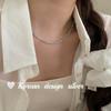 Collar de plata de ley S925 con diseño de nicho de estilo coreano, con flor de aguamarina recortada, estilo Joker para mujer