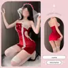 Pijama Sexy de Natal Plus Size para Mulheres, Conjunto Temático de Natal, Conjunto de Roupa de Dormir Vermelha