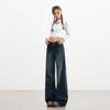 Jeans Azules Vintage de Pierna Recta para Mujer, Otoño 2025 Nuevo Estilo Holgado Versátil para Adelgazar Piernas Anchas Pantalones de Pierna Ancha