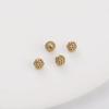 Cobre com retenção de cor 18K microincrustado com zircônia e diamante, esfera, pulseira e colar DIY feitos à mão, oco com perfuração, contas grandes, acessórios de joalheria