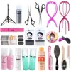 Ferramenta de corte de peruca, traje cos, touca de cabelo, tesoura de dente, tesoura reta, cera de cabelo, pente de aço