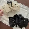 Pinza para el Cabello Elegante de Lunares con Lazo Estilo Francés para Mujer, Sensación de Alta Gama, Pasador para la Parte Posterior de la Cabeza, Accesorio para el Cabello Dulce Coreano de Pinza de Tiburón