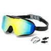 Gafas de Natación de Marco Grande para Adultos y Hombres, Gafas de Natación Profesionales, Gafas Impermeables y Antivaho de Alta Definición para Niños, Gafas de Natación con Recubrimiento de Colores