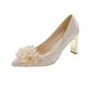 Zapatos de Boda Franceses Zapatos de Novia 2025 Nuevo Vestido de Boda Xiuhe de Dos Usos Tacón Grueso Vestido Tacones Altos Zapatos de Salón