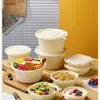 Nuevos tazones redondos desechables de almidón de maíz para uso doméstico, cajas de empaque para llevar, recipientes biodegradables para picnic, multifuncionales y prácticos