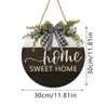 Letrero de Bienvenida de Jardín Transfronterizo Colgante de Puerta Redondo de Madera Decoraciones Navideñas Colgante de Tablero de Madera Navideño Letrero de Madera para el Hogar