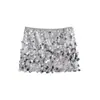 Comercio Exterior Transfronterizo Primavera 2026 Falda Sexy de Línea A para Mujer Estilo Europeo y Americano Minifalda Brillante de Cintura Alta