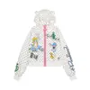Sudadera con cárdigan de estampado de dibujos animados, nueva colección de otoño, con un creativo diseño de nota musical y orejitas, prenda exterior casual, estilo moderno