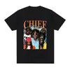 Camiseta Transfronteriza 180g Rapper Chief Keef para Presidente Moda Masculina Casual Manga Corta