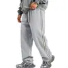 Venta al por mayor transfronteriza de Amazon de pantalones casuales holgados con cordón, bloques de color, forro polar de peso pesado para otoño e invierno para hombre