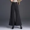 Calça-saia ampla simples e estilosa para mulheres, novo modelo outono e inverno 2026, cintura alta, com caimento fluido, elegante, versátil, calça casual solta