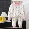 Conjunto de Roupa Térmica Infantil De Rong Roupas e Calças de Outono Para Meninos e Meninas Conjunto de Roupas Quentes Para Crianças Maiores Pijama de Outono e Inverno Roupa de Casa