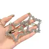 Exquisita Horquilla de Estrella de Cinco Puntas con Perlas de Cristal, Lujo Accesible y Pinza de Borde de Gama Alta, Nuevo Elegante Pinza para Flequillo, Accesorio para el Cabello
