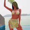 Biquíni de Comércio Exterior Maiô Feminino Estilo Ins Coreano Férias Sexy Três Peças Dividido Roupa de Banho para Fonte Termal