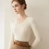 Suéter de malha gola V slim fit em cashmere puro para mulheres, novo suéter básico de manga longa para outono e inverno, pulôver de estilo suave