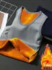 Camiseta interior sin mangas de terciopelo dorado transfronteriza para hombre, cuello redondo, engrosada, corte ajustado, cálida, ropa interior ceñida, chaleco de forro polar para otoño e invierno