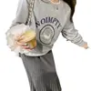 Sudadera retro estilo americano con estampado de letras para mujer, nueva colección de otoño 2026, corte holgado, forrada de felpa, manga larga