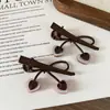 Clip de Pinza para Flequillo de Borde con Lazo de Corazón Colorido Pinza para el Cabello para Mujer Pinza Lateral Marrón para la Frente Accesorios para el Cabello de Alta Gama Tocado