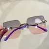 Óculos de Sol Infantis Cool Corrente de Metal Sem Aro Tendência Caixa Transfronteiriços Óculos de Sol Masculinos Bilaterais Meninas Degradê Moda
