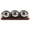 Bandeja Moderna de Madera Maciza de Tres Recipientes Plato de Fruta Decoración Hotel Restaurante Bocadillo Recipiente para Frutos Secos Habitación Modelo Mesa de Café Mesa de Comedor Adorno
