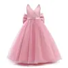 Vestido de Casamento Europeu e Americano Novo para Crianças 2025 Sem Mangas Cetim Renda Vestido de Aniversário para Meninas para Apresentação