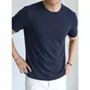 Camiseta de seda de modal tipo hielo para hombre, de manga corta, fresca y de secado rápido, simple y versátil, top de color liso, camiseta antibacteriana