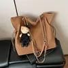 Bolsa Tote Grande de Tecido Simples Transfronteiriça Bolsa Transversal para o Dia a Dia Moda Casual Bolsa de Ombro com Corrente