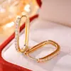 Brincos ear cuffs em U de fileira única totalmente cravejados em diamantes, brincos simples de zircônia microincrustada, versáteis e sofisticados para o dia a dia