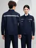Traje de trabajo de alta gama con logo estampado, chaqueta duradera para fábrica y taller, ropa de trabajo corporativa hecha a medida
