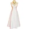Vestido Longo Social Retrô Estilo Francês Inspirado em Hepburn Sexy Costas Nuas Patchwork Afunilado na Cintura Decote V Alças Finas
