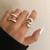 Europeu e americano de quatro dedos conmixed chain metal geometric opening ring metal geometric opening ring anel de personalidade atacado