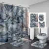 Comercio Electrónico Transfronterizo Cortina de Ducha con Impresión Digital de Mármol Cortina de Ducha Impermeable Juego de Cuatro Piezas Juego de Cortina de Ducha para Baño Suministro Directo del Fabricante