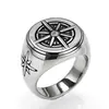 Estilo Europeu e Americano Retrô Leve Luxo Bússola Náutica Ousada Anel de Bússola com Decoração de Diamante Aço Titânio Anel Tendência Personalidade Masculino