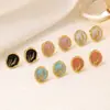 Pendientes de Acero Inoxidable con Goteo de Aceite Estilo Nuevo Grano de Arroz Transfronterizos para Mujer, Pendientes y Joyería Exquisitos de Alta Gama en Oro de 18K que No Se Desvanecen
