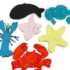 Parche de Tela Bordado DIY de Caracola de Dibujos Animados, Estrella de Mar, Cangrejo, Llavero Transfronterizo, Colgante para Pulsera, Accesorios para Bolsos