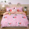 Nuevo conjunto de cuatro piezas estampado de algodón con aloe vera, amigable con la piel, para uso en casa, conjunto de cuatro piezas al por mayor, conjunto de cuatro piezas de algodón suave lavado