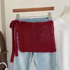 Falda de Punto Calado con Malla que Cubre la Cadera, Elegante para Vestir en Capas, Efecto que Cubre y Adelgaza la Cadera, Falda de Atar, Falda Versátil de Bufanda Triangular de Atar