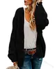 Cardigan de Tricô com Tranças Estilo Europeu e Americano 2026 Primavera e Outono Novo Estilo Malha Grossa Feminino Comprimento Médio Cor Sólida Casual Solto Peça de Roupa Externa Cardigan
