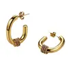 Pendientes Geométricos Taina Europeos y Americanos Transfronterizos de Acero Inoxidable Chapados en Oro de 18 Quilates, Pendientes de Lujo Ligero de Gama Alta de Nicho para Mujer al por Mayor