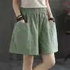 Pantalones Cortos de Pierna Ancha Imitación Algodón y Lino Verano 2022 Talla Grande Casual Sueltos Estudiante Rectos Ropa de Trabajo Pantalones de Cinco Cuartos para Mujer Aspecto Adelgazante y Versátil