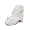 Botas de encaje dulces Candy 30 Botas Lolita Botas con volantes Lazo padre-hijo Caña corta Comercio exterior 48 mujer negro