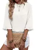 2026 Ropa de Mujer Europea y Americana Sitio Independiente de Amazon Verano Nueva Moda Cuello Redondo Encaje Manga Media Camisa Top